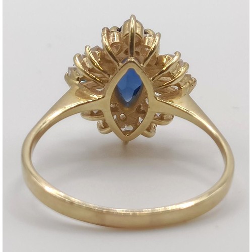 413 - A 9ct gold, blue and white stone cluster ring