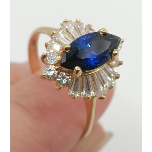 413 - A 9ct gold, blue and white stone cluster ring