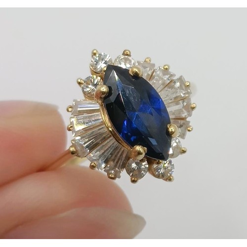 413 - A 9ct gold, blue and white stone cluster ring