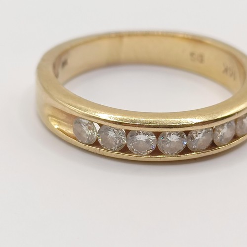 422 - A 14ct gold and diamond half hoop ring, ring size L