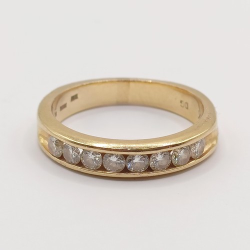 422 - A 14ct gold and diamond half hoop ring, ring size L