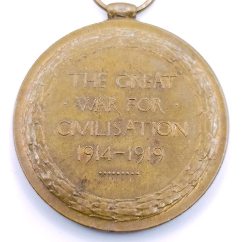 451 - A WWI Victory medal, engraved for his wife, on a silk and yellow metal cloth