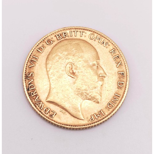 523 - An Edward VII half sovereign, 1909