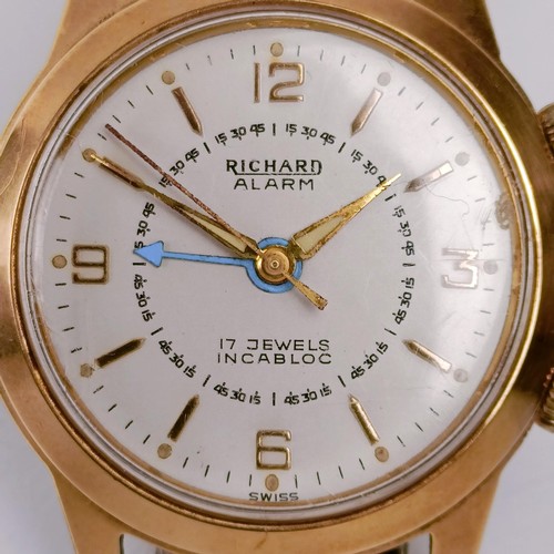 582 - A gentleman's Richard wristwatch, with alarm, on an expanding gold plated strap