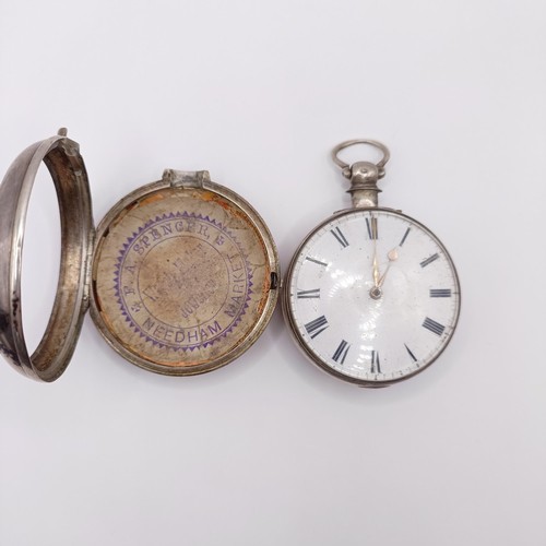 590 - A 19th century silver pair cased pocket watch, movement numbered 30925, and another, lacking outer c... 