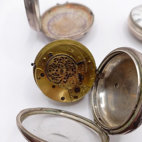 590 - A 19th century silver pair cased pocket watch, movement numbered 30925, and another, lacking outer c... 