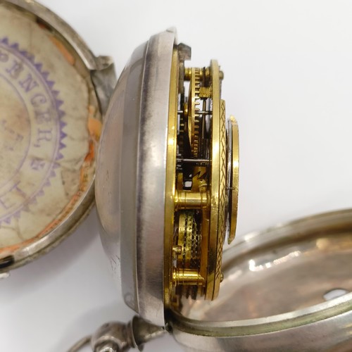 590 - A 19th century silver pair cased pocket watch, movement numbered 30925, and another, lacking outer c... 