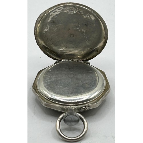 593 - A ladies silver open face pocket watch, another pocket watch, a gilt metal bracelet and a dress ring... 