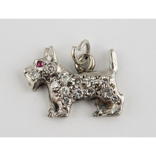 460 - A platinum and diamond Scottie dog pendant/charm