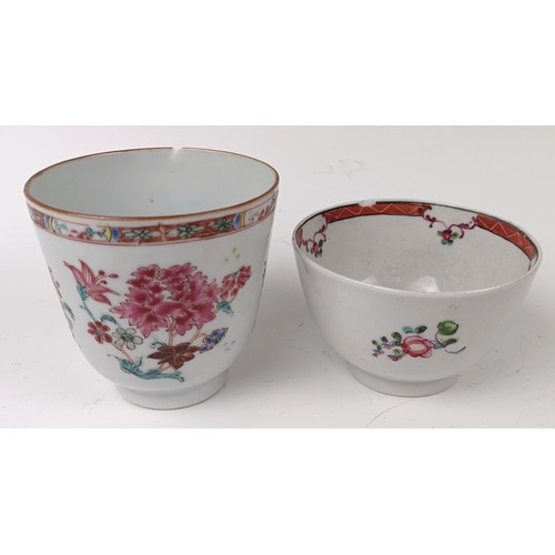 996 - A group of assorted 19th century Chinese famille rose cups, tea bowls and saucers