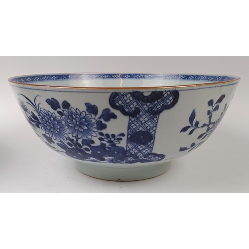 999 - A 19th century Chinese porcelain bowl, with floral decoration, 29.5 diameter, and another Chinese bo... 