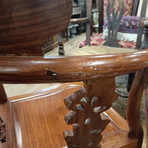 884 - A pair of Chinese hardwood corner chairs (2)