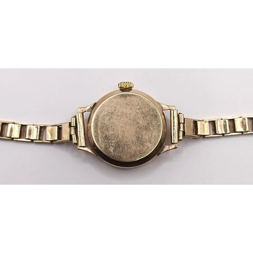 651 - A ladies 9ct gold wristwatch, on a gold plated strap, two other ladies wristwatches, and a vintage w... 