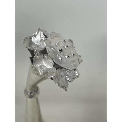 174 - A pair of silver coloured metal Eastern rosewater sprinklers, 22 cm high, 232 g