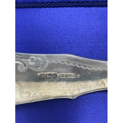 172 - An Edward VII silver twelve piece fish set, Sheffield 1905, handles filled, cased