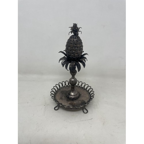 170 - A novelty Portuguese silver toothpick holder, in the form of a pineapple, 18 cm high, 231 g