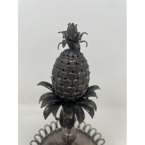 170 - A novelty Portuguese silver toothpick holder, in the form of a pineapple, 18 cm high, 231 g