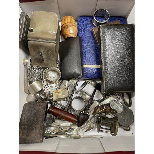 28 - A Victorian silver coloured school medal, assorted coins, assorted silver plate and a fishing reel (...