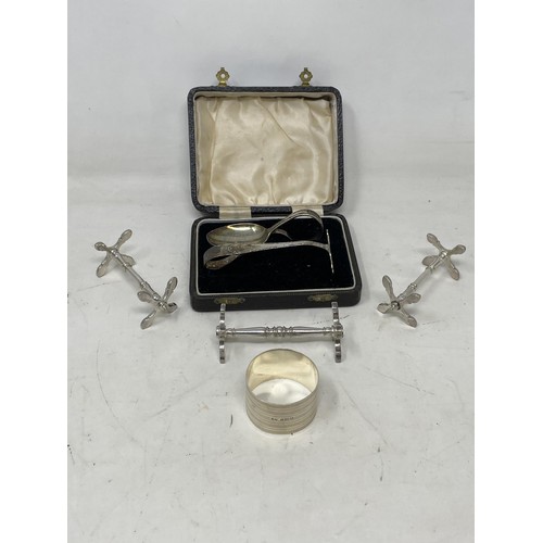 35 - A pair of silver plated stands, cased, and assorted silver plate (box)...