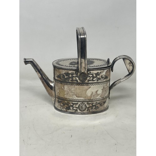 32 - A Victorian silver plated watering can, 28 cm wide...