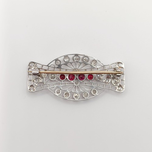 408 - A ruby and diamond brooch