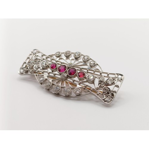 408 - A ruby and diamond brooch