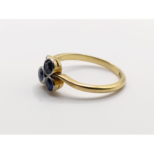 481 - An 18ct gold, platinum, diamond and sapphire ring, ring size R