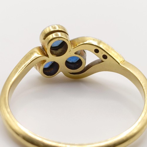 481 - An 18ct gold, platinum, diamond and sapphire ring, ring size R