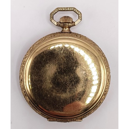 601 - A gold plated open face pocket watch