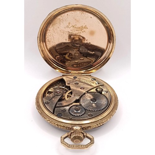 601 - A gold plated open face pocket watch