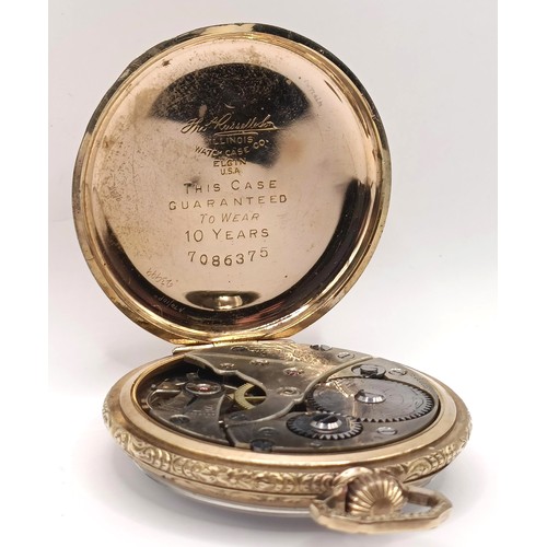 601 - A gold plated open face pocket watch