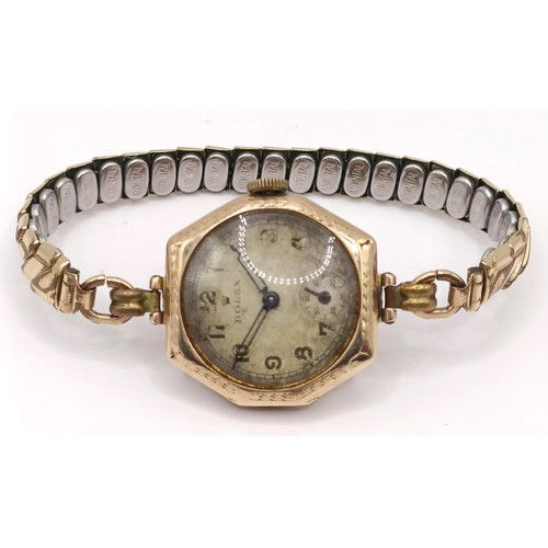 603 - A ladies 9ct gold Rolex watch, on a later expandable strap