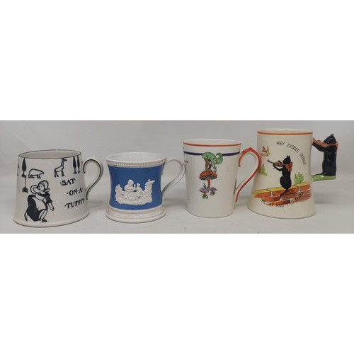 1100 - A child's novelty mug, Hey Diddle Diddle, and assorted other child's novelty mugs and beakers (box)