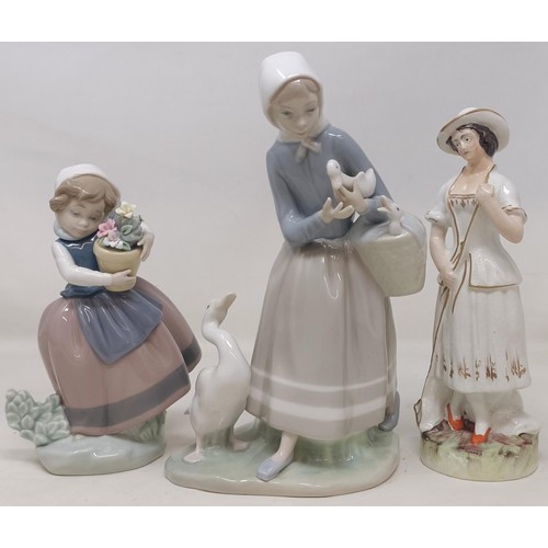 1109 - Two Lladro figures, a Royal Doulton Baronet pattern coffee set, other ceramics and glass (box)