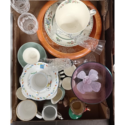 1117 - A Foley China 1937 Coronation mug and plate, and other assorted ceramic, prints, and glass (qty)...