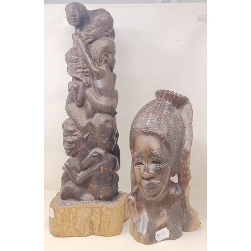 1120 - Assorted African carved busts and other similar items (qty)...