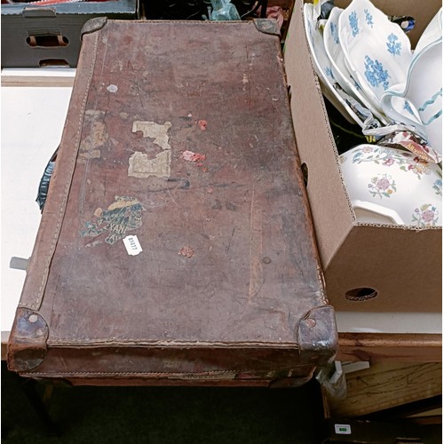 1129 - A 19th century mahogany and brass bound writing slope, 50 cm wide, a tea caddy, a work box, a writin...