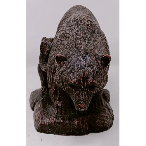 1156 - A terracotta group of bear with cub, assorted carved Black Forest bears and other animals (box)