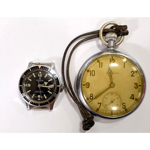 618 - A military silver plated open face pocket watch, and a military Services stainless steel wristwatch,... 