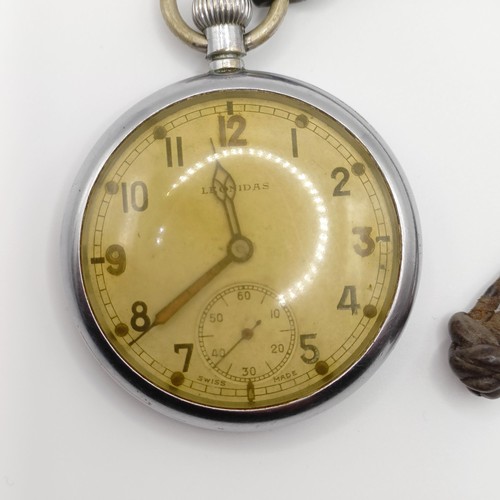 618 - A military silver plated open face pocket watch, and a military Services stainless steel wristwatch,... 