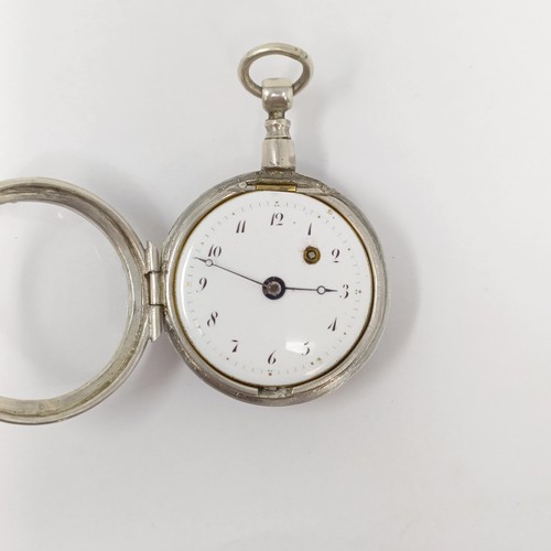 610 - A ladies silver open face pocket watch, the back inset with a bloodstone, 3 cm diameter