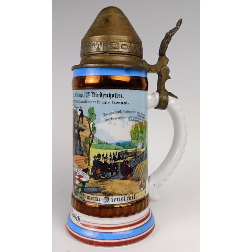 1173 - A German military Lithophanes stein, 26 cm high