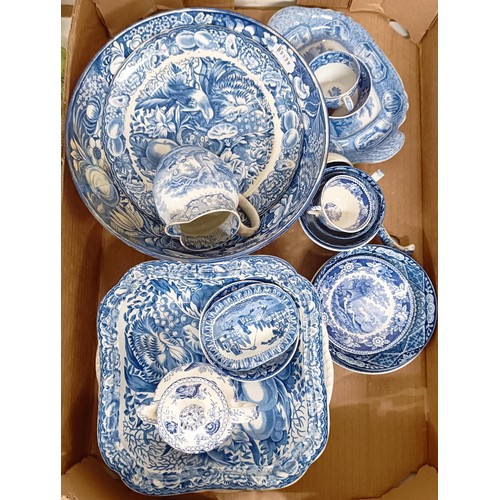 1168 - A group of assorted 19th century pottery, with blue transfer printed decoration (box)