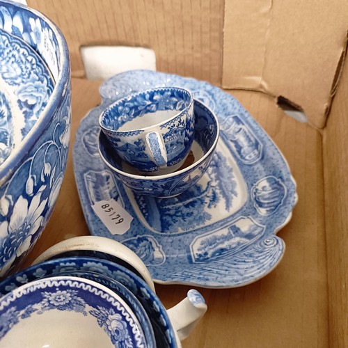 1168 - A group of assorted 19th century pottery, with blue transfer printed decoration (box)