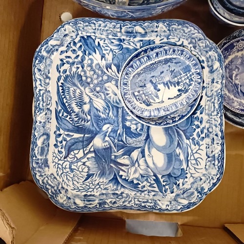 1168 - A group of assorted 19th century pottery, with blue transfer printed decoration (box)