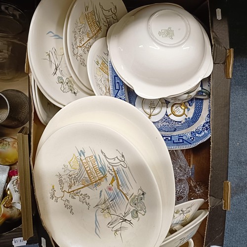 1201 - A part dinner service, two prints and assorted other items (qty)