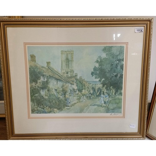 1221 - Eric Sturgeon, village scene, signed in pencil, 35 x 46 cm, village scene, signed in pencil, 28 x 40... 