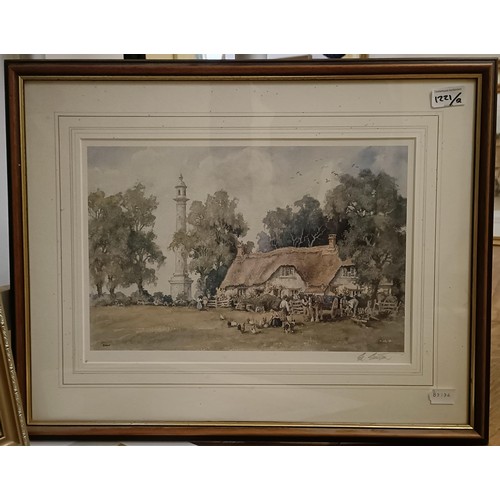 1221 - Eric Sturgeon, village scene, signed in pencil, 35 x 46 cm, village scene, signed in pencil, 28 x 40... 