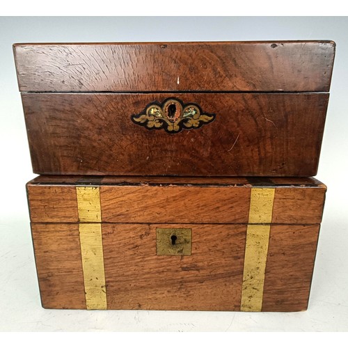 1148 - A mahogany and brass bound writing slope, 30 cm wide, a walnut box, 30 cm wide, and a chandelier (3)