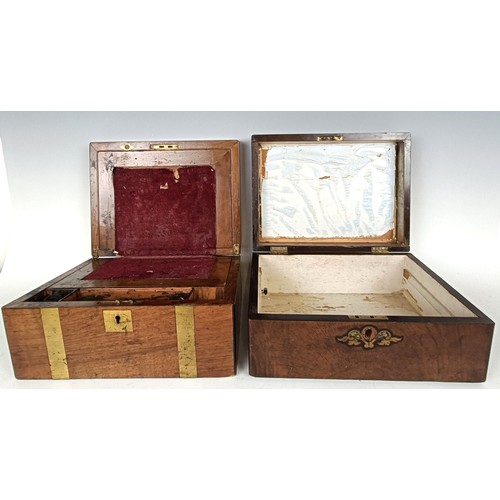 1148 - A mahogany and brass bound writing slope, 30 cm wide, a walnut box, 30 cm wide, and a chandelier (3)